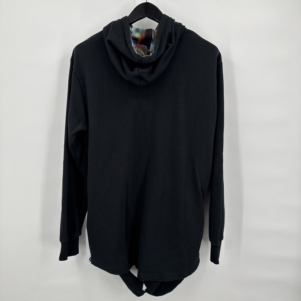 Asics Tiger Premium Fleece Hoodie Mens XL Black Tie Die Lined Sport Zip Pullover - Picture 2 of 12